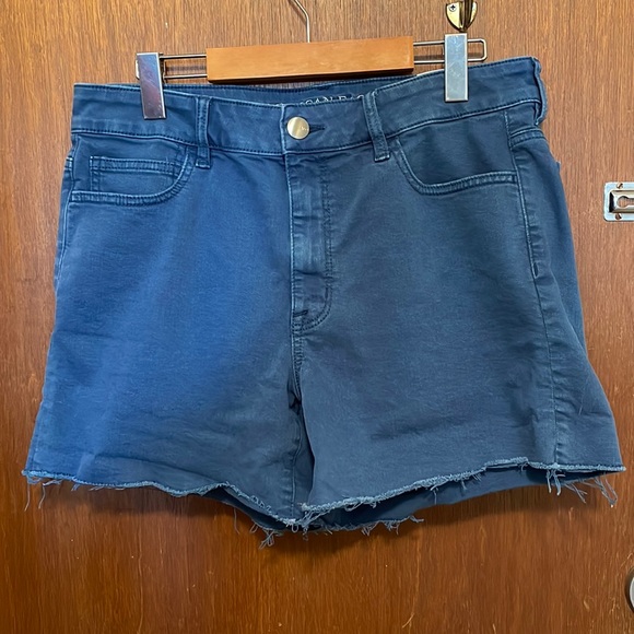 American Eagle Blue Hi-Rise Shortie Shorts - Picture 2 of 9